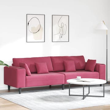 vidaXL bank / zetel Wijnrood 250 x 77 x 76 cm Fluweel, Maison & Meubles, Canapés | Salons, Verzenden