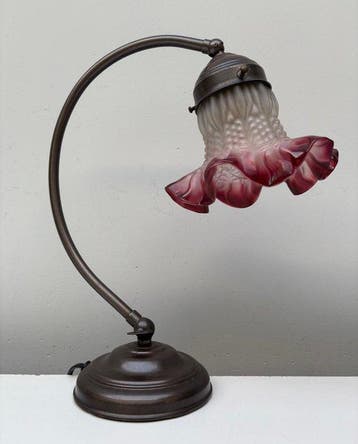 Bureaulamp - Messing, Glas - Stijlvolle bureaulamp