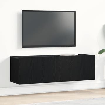 vidaXL TV Kast 100 x 30 x 30 cm Zwart Eiken Bewerkt hout, Verzenden