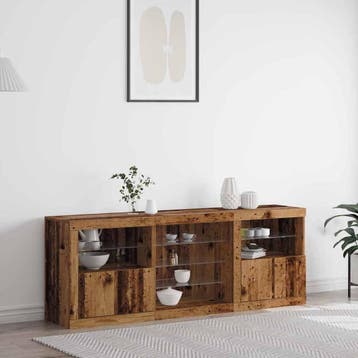 vidaXL LED Dressoir Oudhout 181,5 x 37 x 67 cm Bewerkt hout, Verzenden, Nieuw