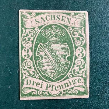 Saksen 1851 - 3 Pfenninge wapenschild gekeurd Feldman - MH -, Gestempeld