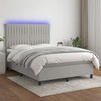 vidaXL Boxspring met matras en LED stof lichtgrijs 140x200, Verzenden, Nieuw