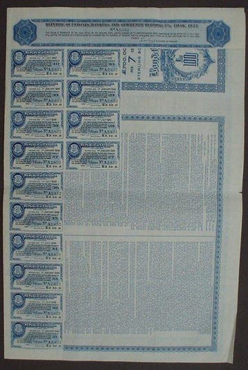 Estland. - 1927 - 7% Republic of Estonia 100 £ Bond