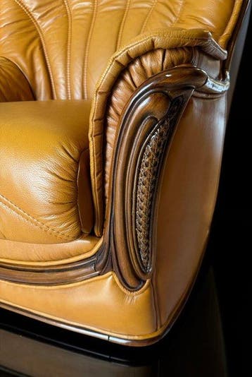 Fauteuil - Lounge - lederkleur Cammello - Paglia di Vienna