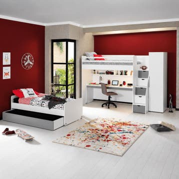 Almila Neo Complete Kinderkamer Set Hoogslaper - Wit/Grijs-, Nieuw