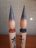 Vintage kokeshi paar Arima-penselen, 28,5 cm, met