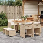 vidaXL 9-delige Tuinset met kussens poly rattan beige, Verzenden, Nieuw, Tuinset