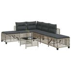 vidaXL 3-delige Loungeset met kussens poly rattan lichtgrijs, Verzenden