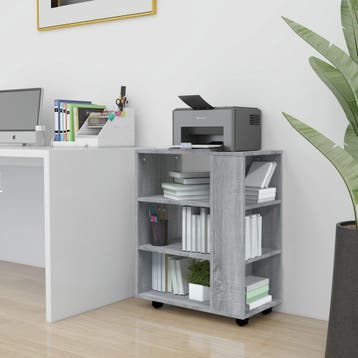 vidaXL Rolkast 60x35x75 cm bewerkt hout grijs sonoma eiken, Verzenden, Nieuw