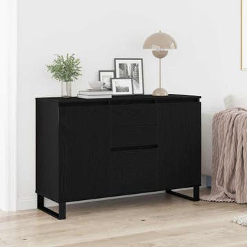 vidaXL Dressoir met lade Zwart Eiken 101,5 x 35 x 70 cm, Verzenden, Nieuw