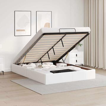 vidaXL Bedframe zonder matras 140x190 cm kunstleer wit, Verzenden