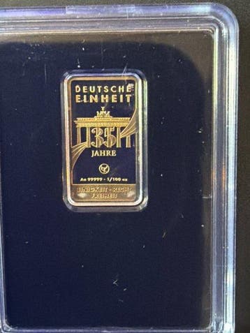 Wereld. Gold bar 89 Deutsche Einheit ., 1/100 Oz (.999), Postzegels en Munten