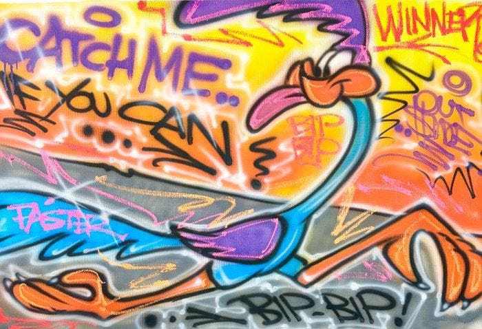 Outside313 - Bip Bip road runner - Catch me if you can, Antiquités & Art, Art | Peinture | Moderne