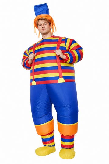 KIMU® Opblaas Kostuum Clown Streepjes Opblaasbaar Pak Clowns, Kleding | Heren, Ophalen of Verzenden, Nieuw