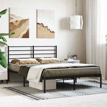 vidaXL Bedframe met hoofdbord metaal zwart 140x200 cm, Verzenden, Nieuw