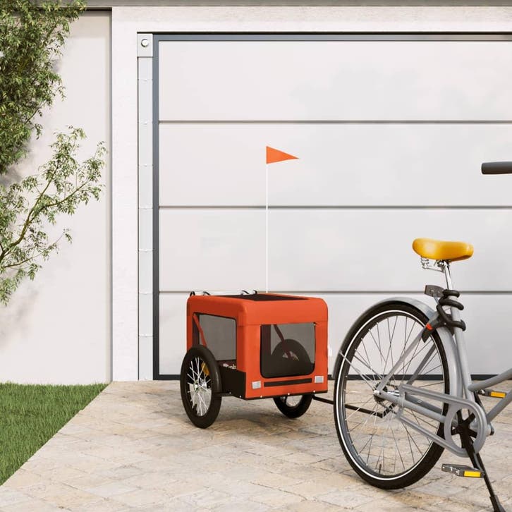 vidaXL Hondenfietstrailer oxford stof en ijzer oranje en, Dieren en Toebehoren, Overige Dieren-accessoires, Nieuw, Verzenden