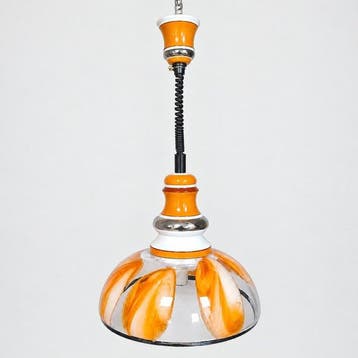 Plafondlamp - XL. Diameter van 37 cm. - Opaline glas -