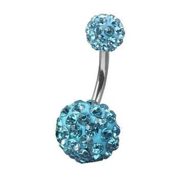 Fako Bijoux - Navelpiercing - Disco Dots Duo - 8mm - Aqua, Handtassen en Accessoires, Piercings, Verzenden, Nieuw