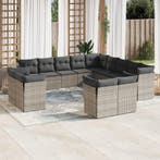 vidaXL 13-delige Loungeset met kussens poly rattan grijs, Tuin en Terras, Verzenden, Nieuw, Loungeset