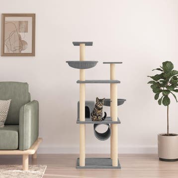 vidaXL Kattenmeubel met sisal krabpalen 141 cm lichtgrijs, Verzenden