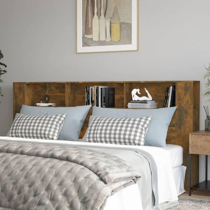 vidaXL Hoofdbordkast 220x18,5x104,5 cm gerookt eikenkleurig, Huis en Inrichting, Slaapkamer | Bedden, Nieuw, Verzenden