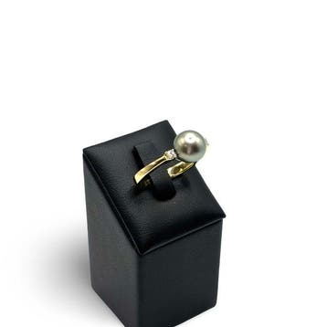 Bague - 14 carats Or jaune, Or blanc Perle - Diamant