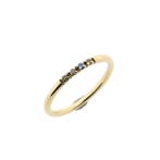 Gouden rijring met gekleurde zirconia, Handtassen en Accessoires, Ringen, 18 tot 19, Gebruikt, Overige kleuren, Ophalen of Verzenden