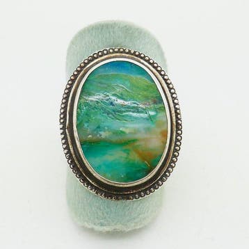 Zilveren ring met groene steen - Navajo - V.S. (Zonder
