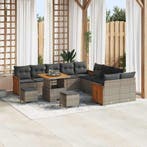 vidaXL Tuinbank Set met kussen 17 pcs Grijs poly rattan, Jardin & Terrasse, Verzenden