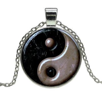 Fako Bijoux - Ketting - Cabochon - Yin Yang - Marmer, Verzenden