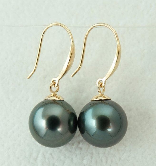 Boucles doreilles - 18 carats Or jaune Perle - Indigo, Bijoux, Sacs & Beauté, Boucles d'oreilles