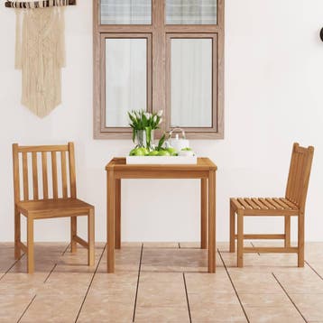 vidaXL 3-delige tuinset 80x80 cm massief teakhout, Verzenden, Tuinset