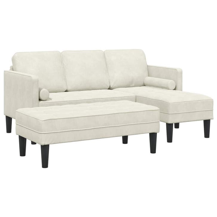 vidaXL bank / zetelstel met kussen 2 pcs Crème Polyester, Huis en Inrichting, Zetels | Zetels, Nieuw, Verzenden