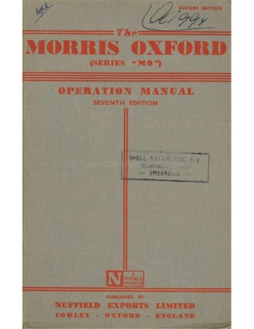 1952 MORRIS OXFORD INSTRUCTIEBOEKJE ENGELS, Ophalen of Verzenden
