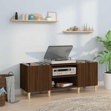 vidaXL Platenkast 121x38x48 cm bewerkt hout bruin eikenkleur, Huis en Inrichting, Kasten | Overige, Verzenden, Nieuw
