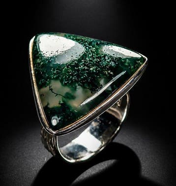 Argent 925 - Agate mousse - Bague