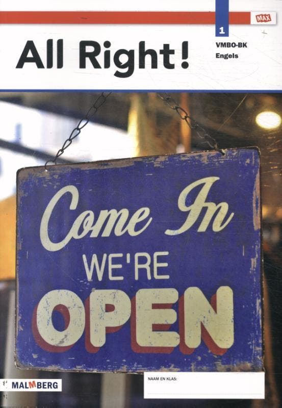 All Right! / 1 vmbo-bk engels 9789402064353 Vos, Livres, Livres scolaires, Envoi