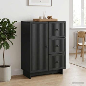 vidaXL Dressoir met lade Zwart 66 x 34,5 x 90 cm Bewerkt, Huis en Inrichting, Kasten | Dressoirs, Verzenden, Nieuw