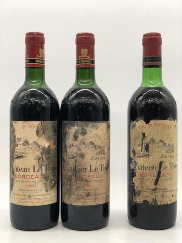 Dual vintage lot of 3 x 75cl Chateau Le Tros Bordeaux 199..., Ophalen of Verzenden, Rode wijn