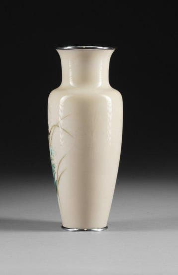 Balustervaas met klokjesbloemen - cloisonné-email, Emaille,