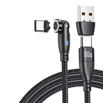 USB Type C naar USB Type C Magnetische Oplaadkabel - 1,8, Telecommunicatie, Mobiele telefoons | Telefoon-opladers, Verzenden, Nieuw