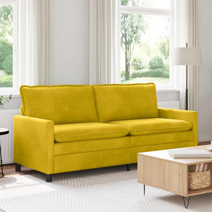 vidaXL bank / zetel Geel 196 x 81 x 87,5 cm Fluweel, Huis en Inrichting, Zetels | Zetels, Nieuw, Verzenden