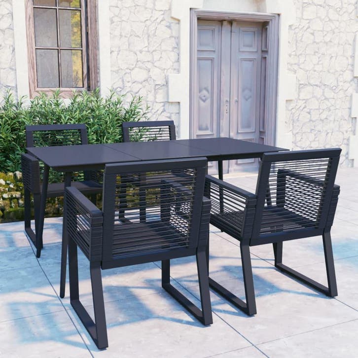 vidaXL 5-delige Tuinset PVC-rattan zwart, Tuin en Terras, Tuinsets en Loungesets, Tuinset, Nieuw, Verzenden
