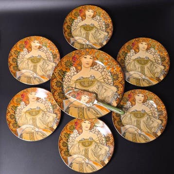 Queen Isabell - Mucha - Dessertservies (8) - Porselein, Antiek en Kunst