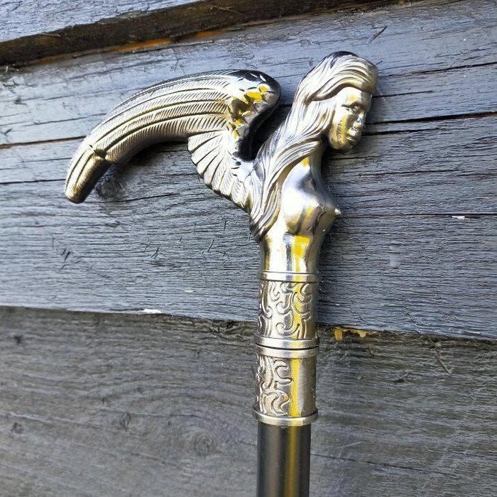 Canne de marche - ange - alliage daluminium, Antiquités & Art, Art | Objets design