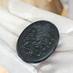 Grote gegraveerde zwarte onyx camee - Mythologische Medusa