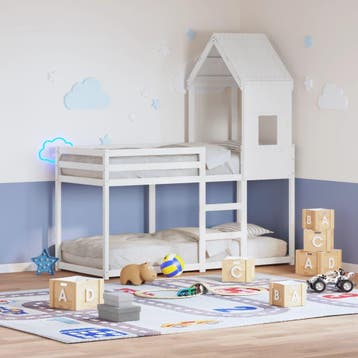 vidaXL Stapelbed met bedhuis massief grenenhout wit 80x200, Verzenden