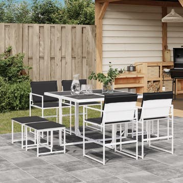 vidaXL 9-delige Tuinset met kussens textileen wit, Verzenden, Tuinset