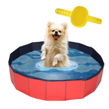 Lendo Online Piscine pour Chien Pliable Ø80 cm Rouge