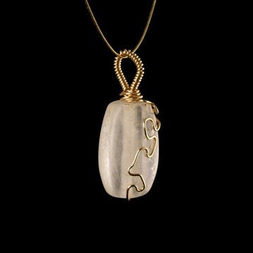 Romain antique Cristal de roche Pendant, Quartz clair serti